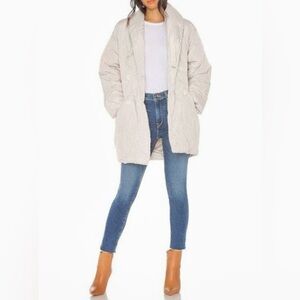 Free People Ella Puffer Puffa Coat Light Gray / Mineral Dust Size Medium EUC